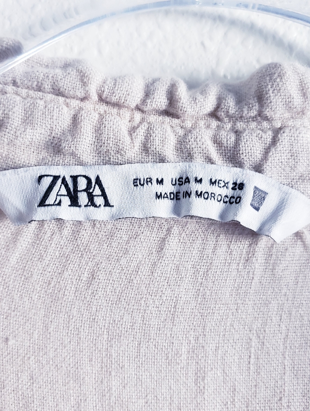 ZARA Linen Blend Cropped Button Down Shirt Cream M - Picture 8 of 8